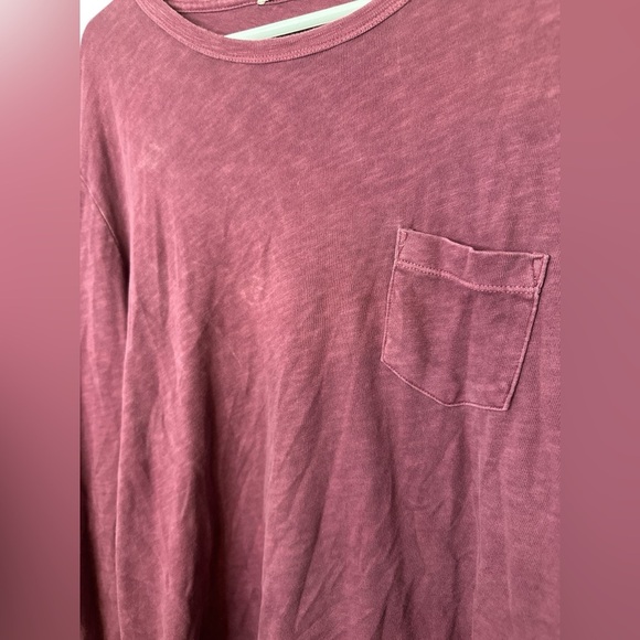 Marine Layer Deep Red Crew Neck Long Sleeve Tee Shirt - Picture 3 of 6